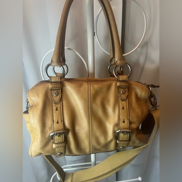 Fossil Handbags - FOSSIL Maddox Vintage Convertible Crossbody Handbag Satchel Tan Leather